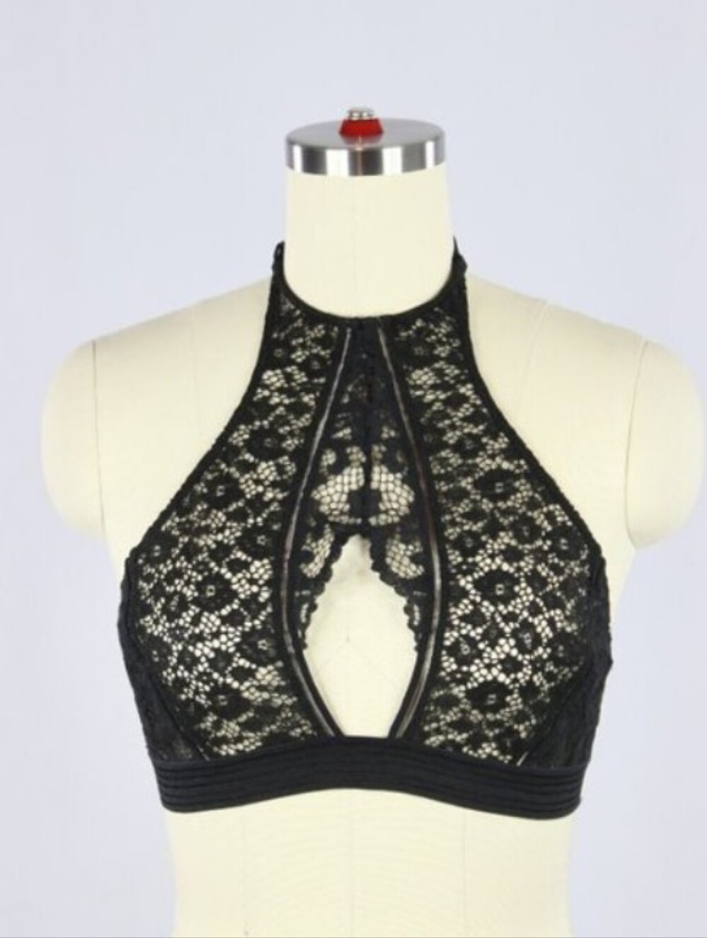 VICTORIA'S SECRET Very Sexy Black Lace Keyhole Halter Bralette Bra, Size M